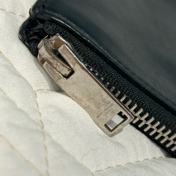 Yves Saint Laurent Black Leather Pouch with Red Patch - Picture 7 of 11